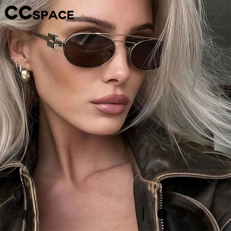 

Vintage Oval Sunglasses Women Men Luxury Brand Designer Metal Double Girder Sun Glasses Leisure Vacation Shades UV400 Sunnies