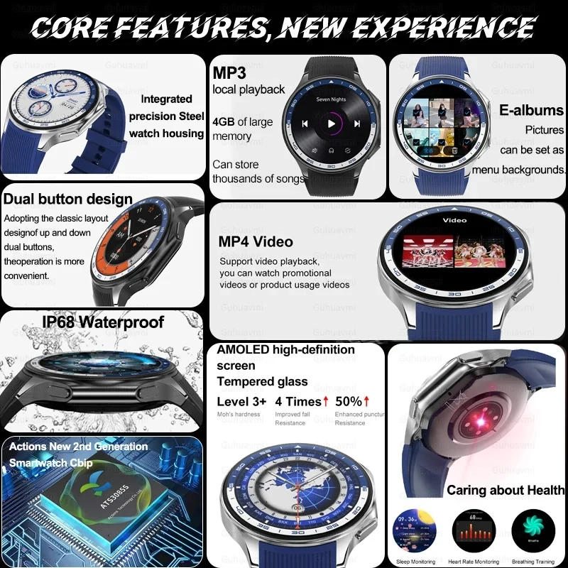 For OPPO Watch X Smart Watch 32Gb Memory Music Video Bluetooth Call IP68 Waterproof AMOLED Smartwatch For TWS Earphones 2024 New