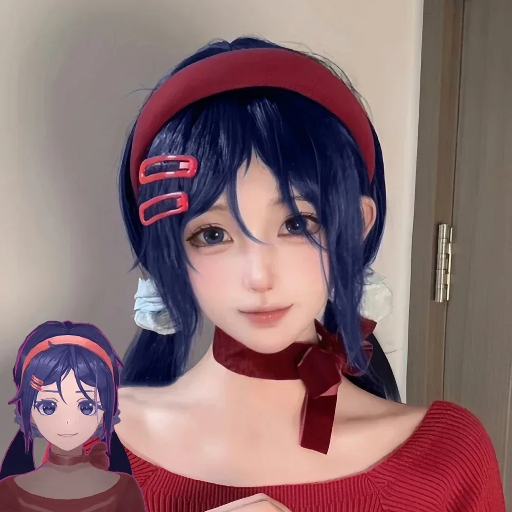 جديد 2025 لعبة MiSide شعر مستعار تأثيري فتاة الأرجواني طويل مستقيم الشعر مقاومة للحرارة شعر مستعار اصطناعي قبعة حفلة تنكرية كرنفال الدعامة