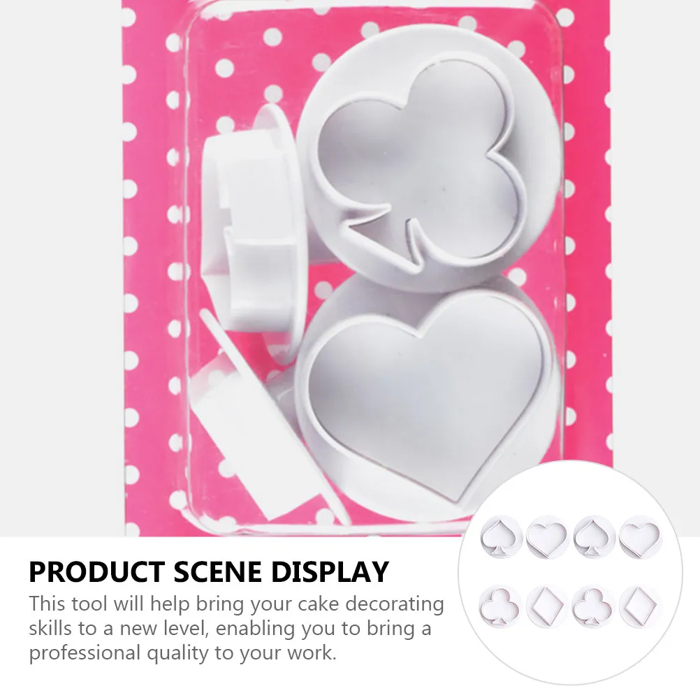 8Pcs Playing Cards Cookie Mould Cake Embossing Tool Biscuit Stamps Easy to Use Flexible Playing Cards Cookie Mold