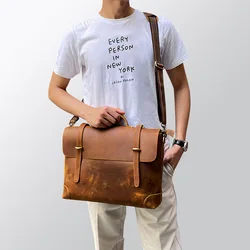 Bolsos para hombre, bolsos de mano de cuero genuino para hombre, maletín para ordenador, bandolera de un solo hombro, bolso de negocios, bolso de cuero genuino