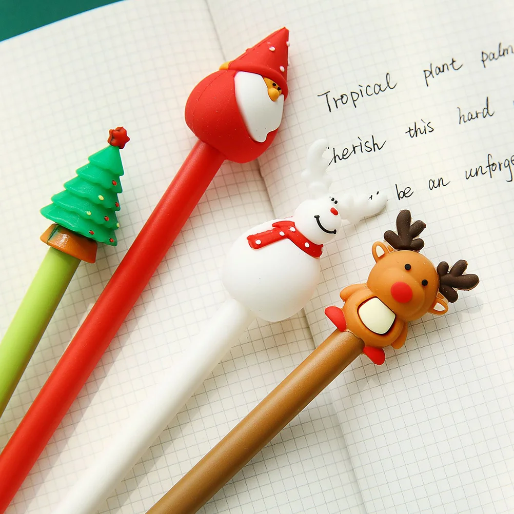 

6 шт., рождественские канцелярские принадлежности для студентов, черные ручки, милые рождественские элементы, бумага для письма, рисования, милые гелевые ручки