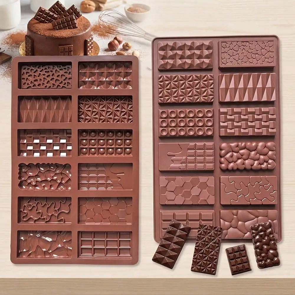 1-2 Pcs Mini Rectangular Interlocking Silicone Chocolate Mold, DIY Non‑Stick Baking Mold for Jelly, Pudding, Homemade Dessert
