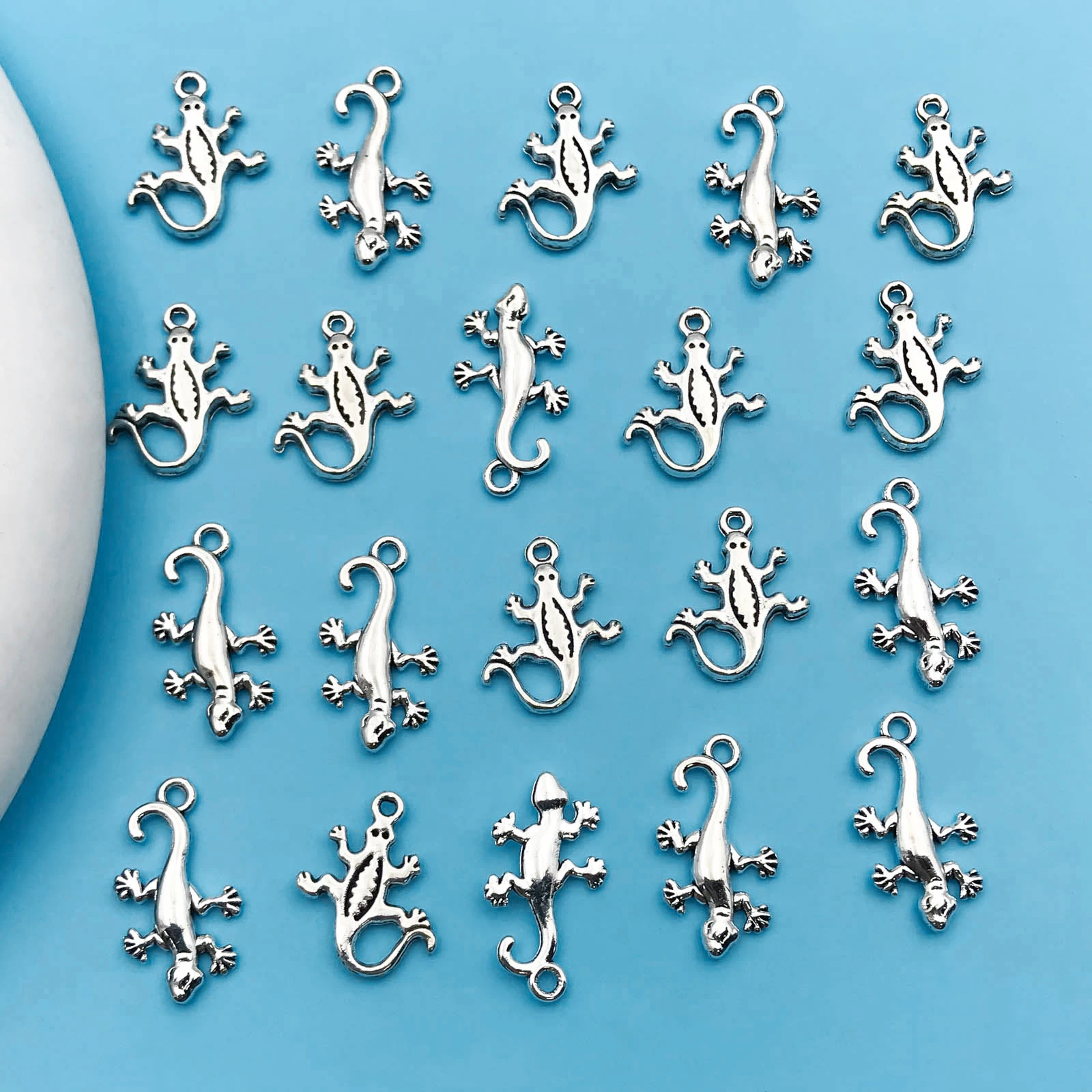 20pcs Antique Silvery House Lizard Charm For Jewelry Making DIY Handmade Personalized Necklace Bracelet Earring Keychain Pendant