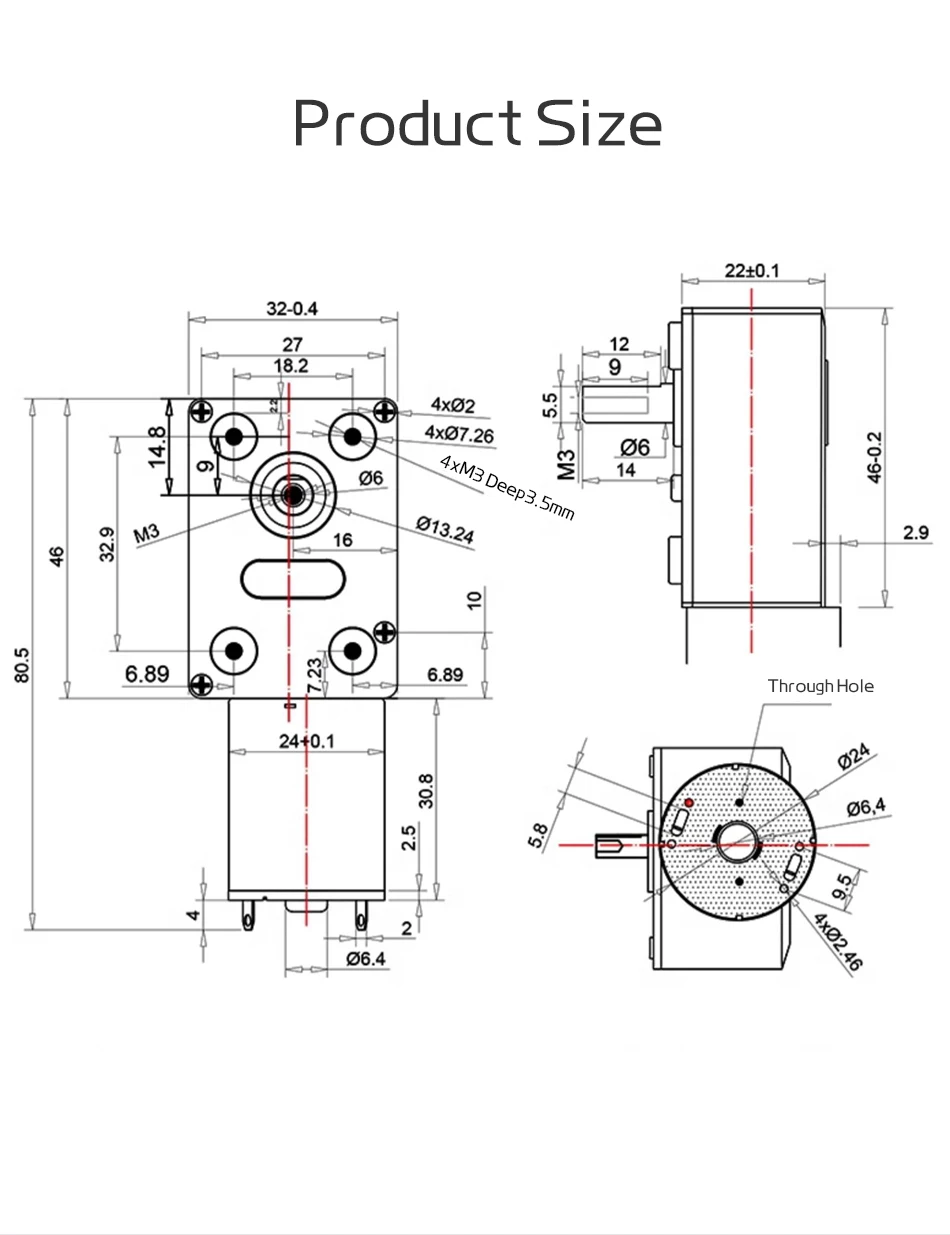 JGY370 DC 6V 12V 24V Drehmoment-Geschwindigkeitsreduzierer Metall-Schneckengetriebemotoren Reversibler Schneckengetriebemotor mit niedriger Geschwindigkeit 1 U/min bis 375 U/min – Detail 1