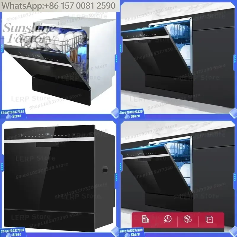 Home European Standard Built-in Kitchen 12 Sets of Tableware Automatic Countertop Dishwasher Machine