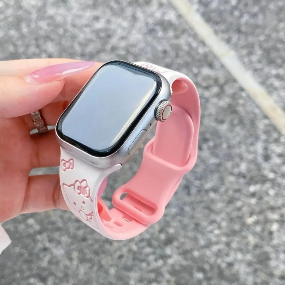 Cartoon Hello Kitty Girl Silicone Case Band for Apple Watch Cover Strap Series 11/10/9/8/7 40mm 41mm 42mm 44mm 45mm 46mm 49mm view 3