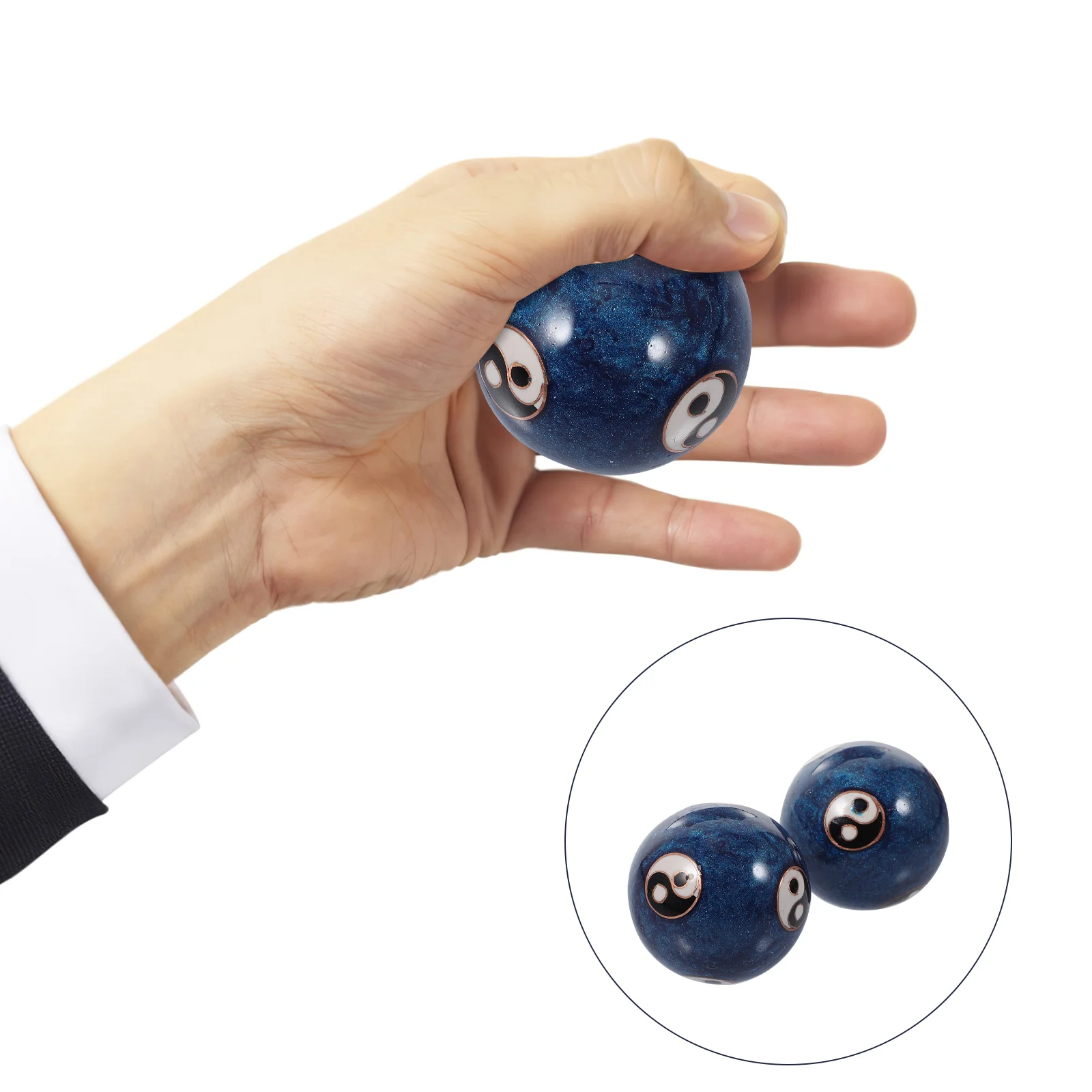 

Baoding Balls Exercise Massage Health Stress Reliever Fitness Blue Traditional Enamel Hand