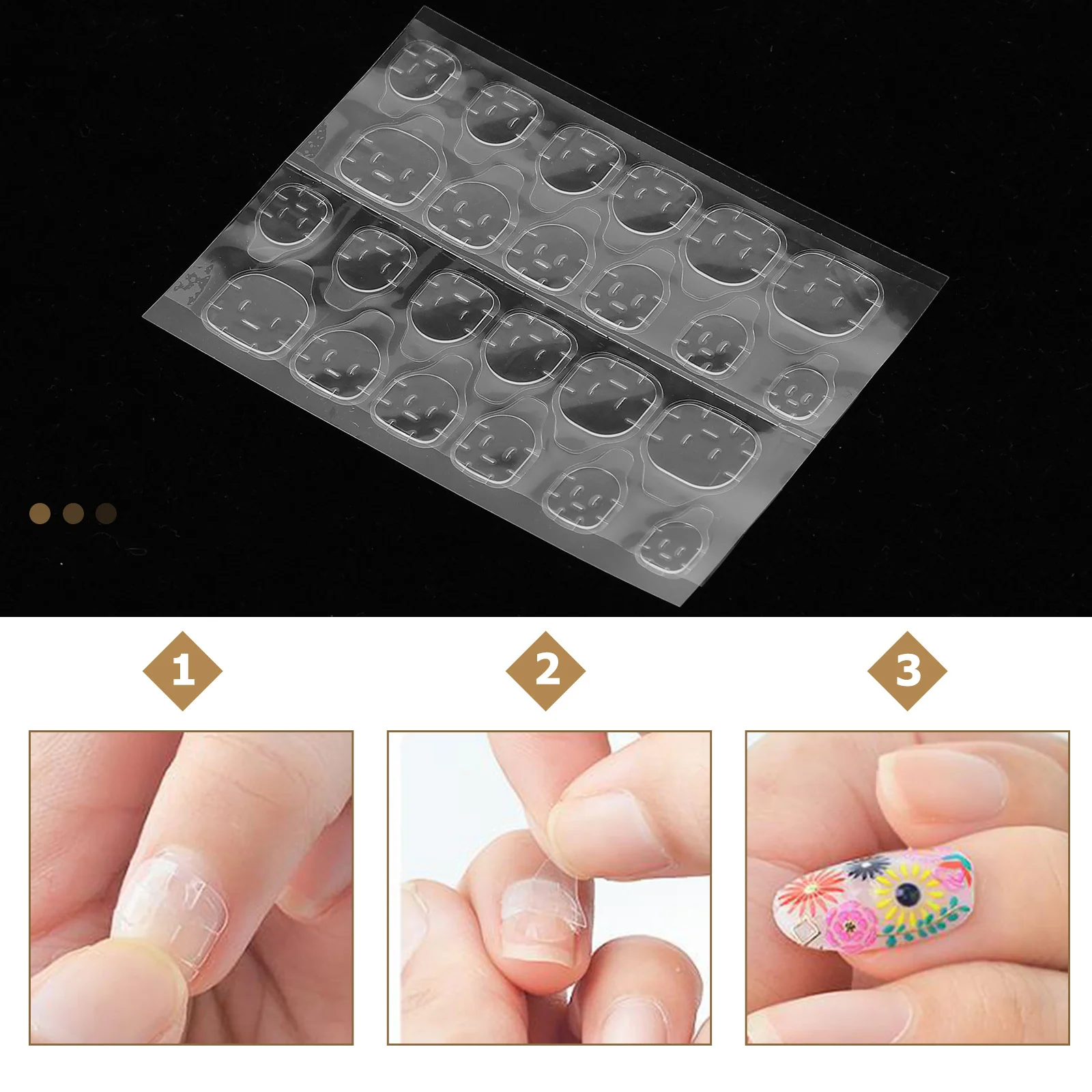 

20 Sheets Nail Glue Stickers Transparent Jelly Thick Adhesive Self-Adhesive Nail Tips Glue for False Nails Manicure Accessories