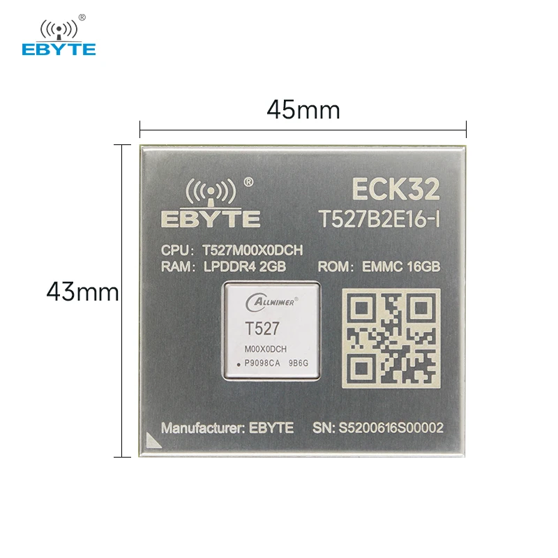 T527 Core Board Multi-core Heterogeneous Core Board Cortex-A55 EBYTE ECK32 ECB32 Series 2GB/4GB LPDDR4 16GB/32GB eMMC RISC-V