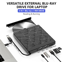 External Blu-ray Drive, USB 3.0 Type-C BD Reader, DVD/CD Burner with Dual USB-A Ports, SD/TF Slots –Blu-ray Player for Laptop PC