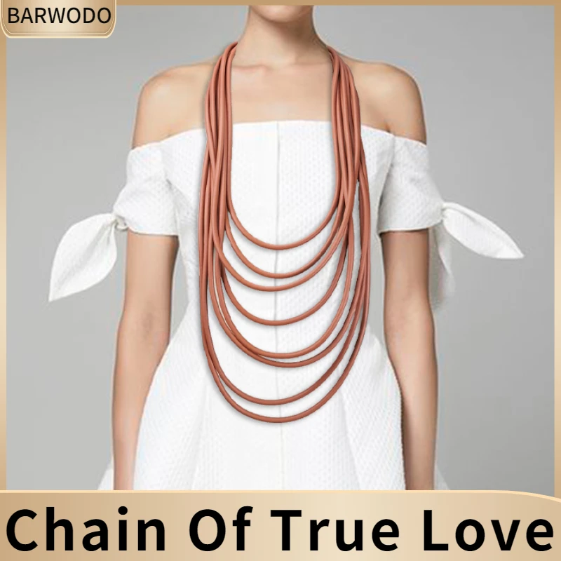 

BARWODO Ethnic Statement Necklaces For Women Designer Luxury Rubber Big Choker Handmade Bohemian Jewelry Layered Long Necklace