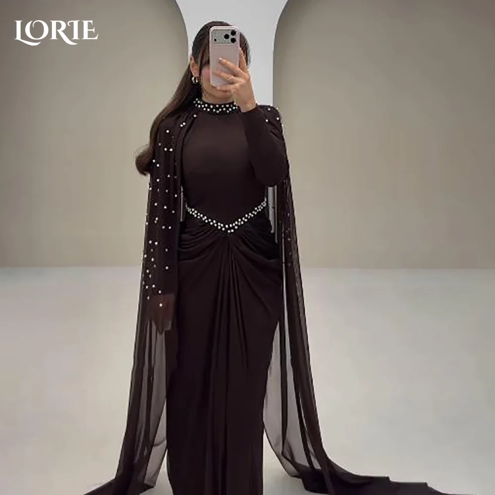 

LORIE Shiny Satin Mermaid Evening Dress High Collar Ruffle Bobycon Prom Dress Sexy Pleats Party Gown Customized Brithdays Dress