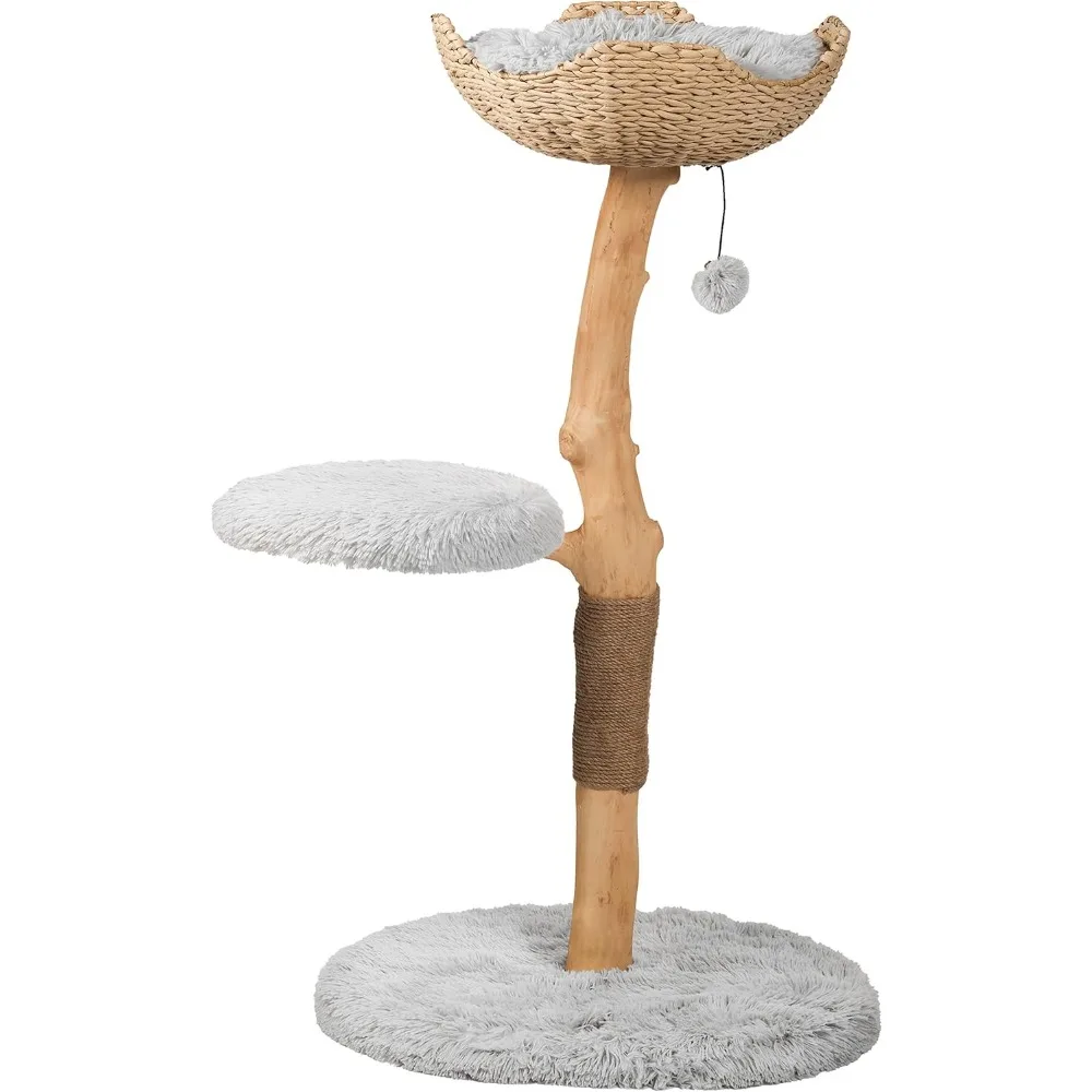 Wooden Cat Tree Tower, Modern Single Branch Cat Condo, Wood Cats Tree,Furniture for Cat, Gift, Furniture Scratchers