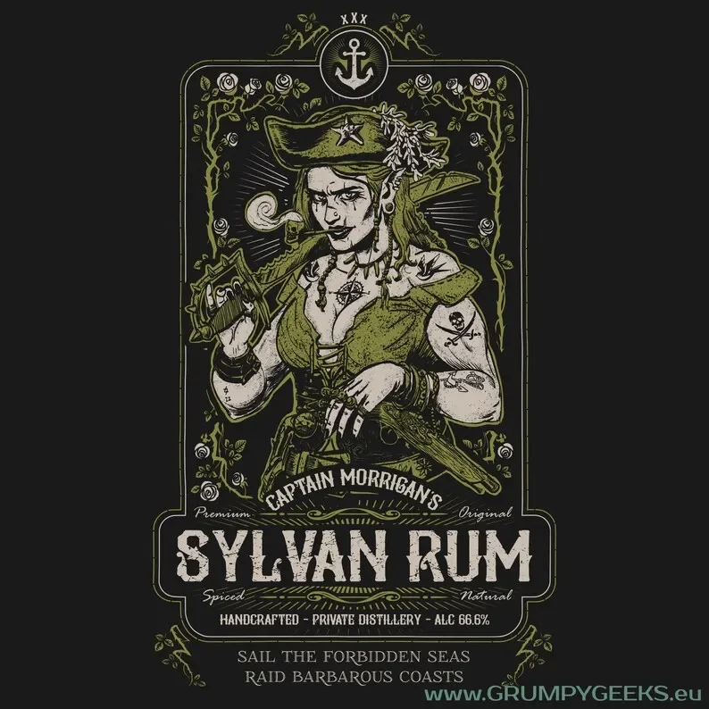 Sylvan Rum - A fantasy-themed t-shirt, screen printed by hand