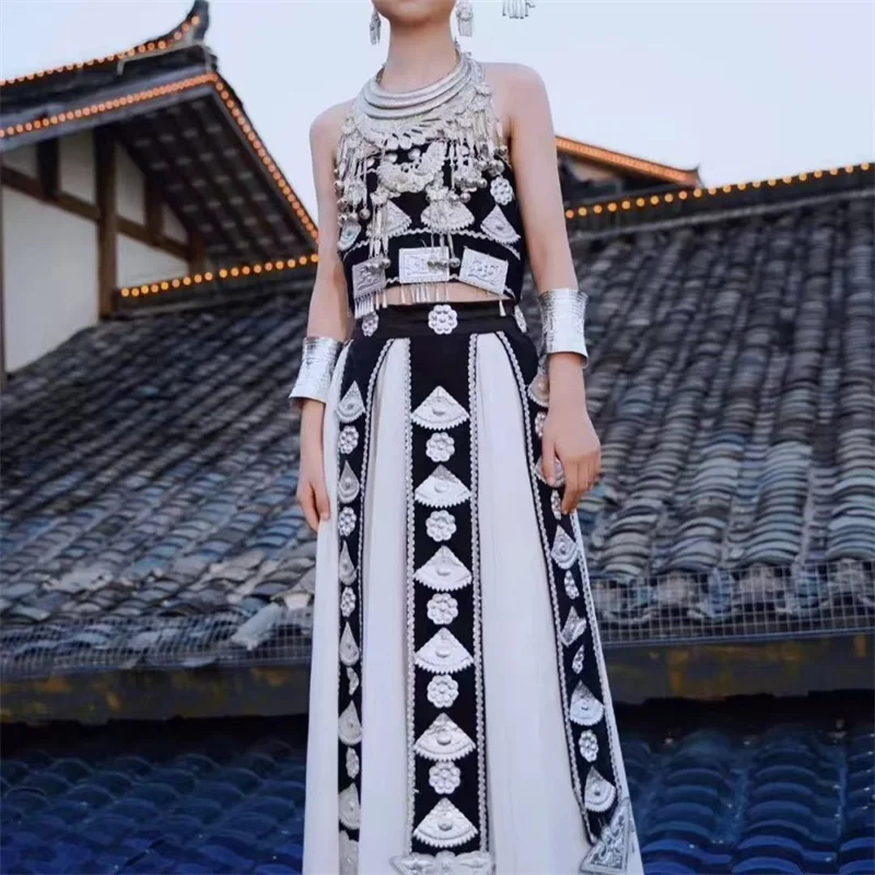 

2026 Ethnic Style Miao Traditional Clothing Adult Women Stage Dress Dance Costume Singer Performance Outfit Stage Outfit Woman