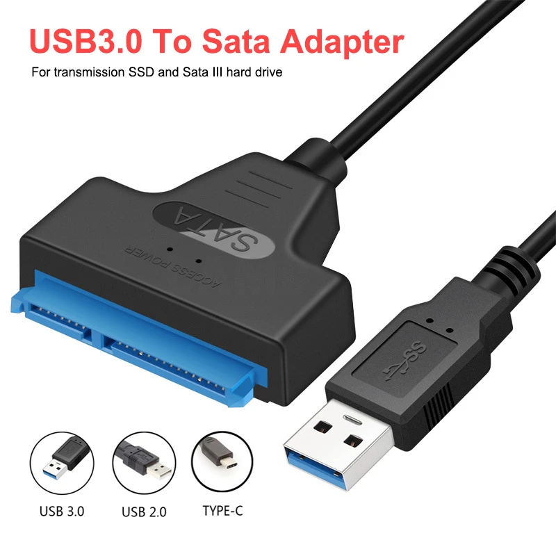 Sata para usb 3.0 adaptador de cabo sata 3 para usb 3.0 2.0 tipo c conector computador cabo adaptador suporte 2.5 inche ssd hdd disco rígido