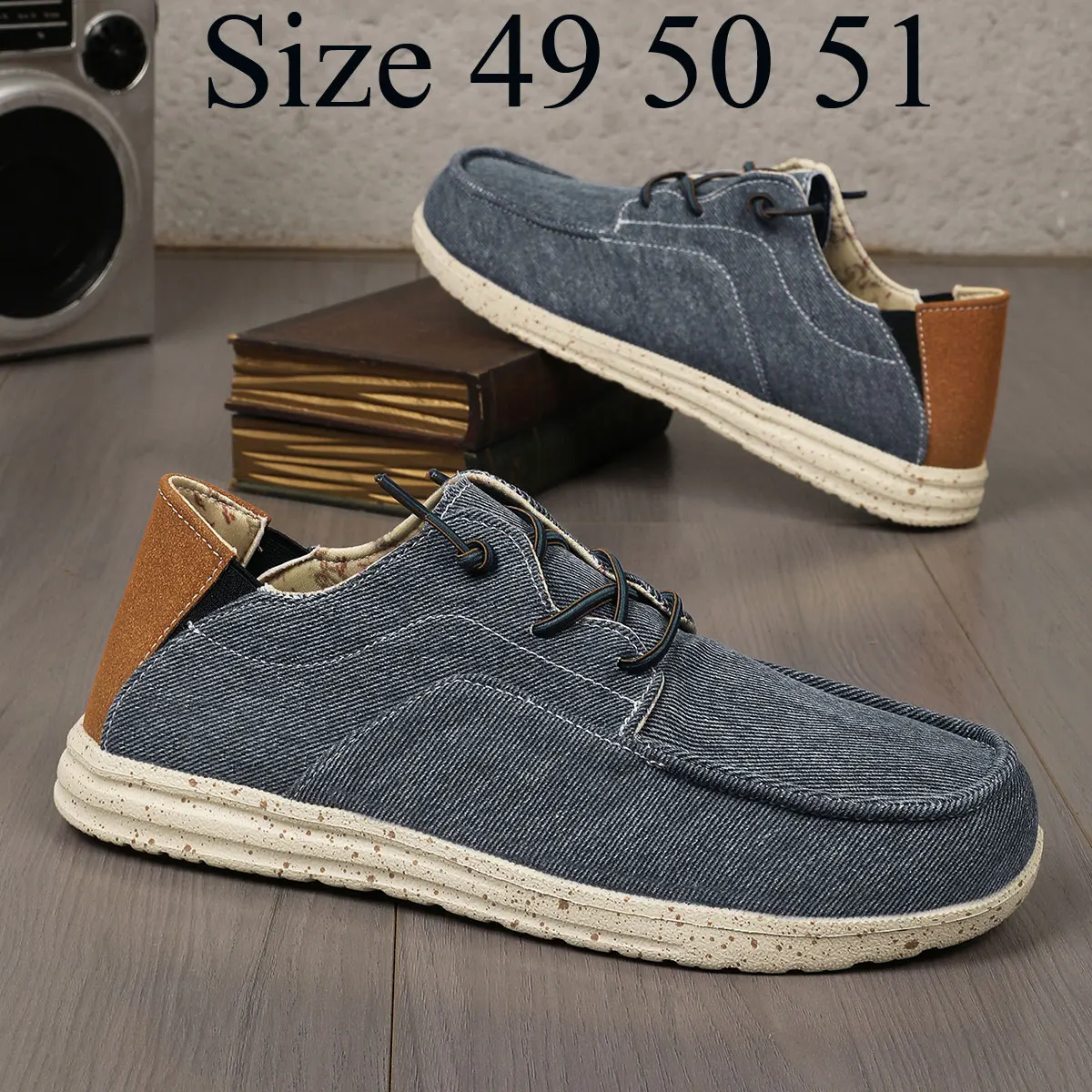 

Мужская легкая удобная повседневная парусиновая обувь, светло-голубые лоферы без шнуровки, подходят для прогулок, путешествий, большой размер 49 50, 51