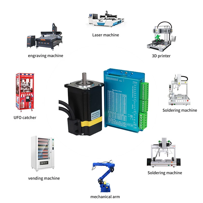 Motor Stepper Hybrid Loop Tertutup NEMA23 DC 48V 57mm Berkualitas Tinggi dengan Driver untuk Komponen PLC