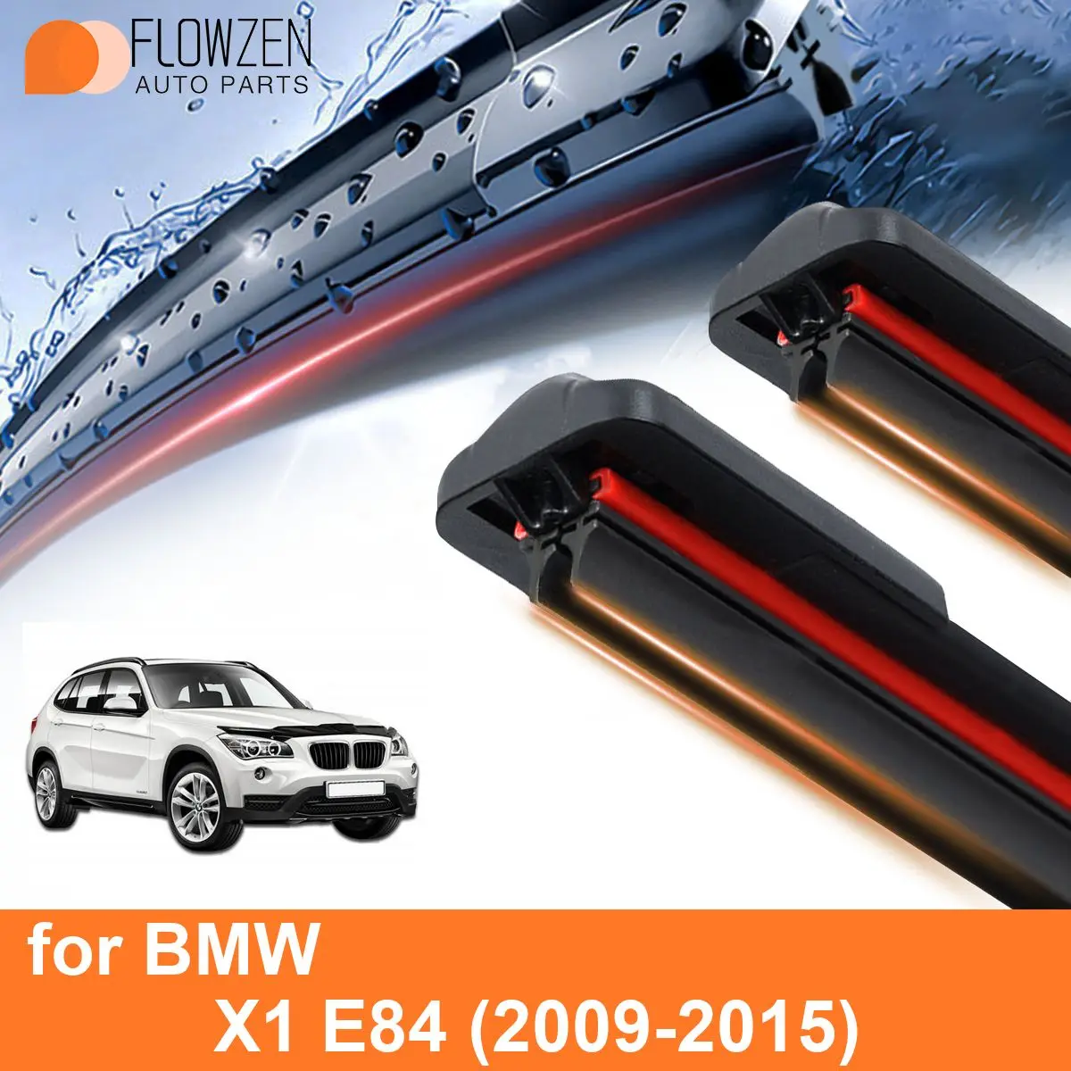 Car Windshield Wiper Blades for BMW X1 E84 Double Rubber Frameless Bracketless WipersSoft Accessories  2012 2013 2014 2015