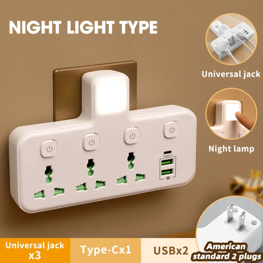 Light Indicator AC Power Strip Portable Universal Compatibility Wall Mounted Socket Durable Electrical Accessory Home Office