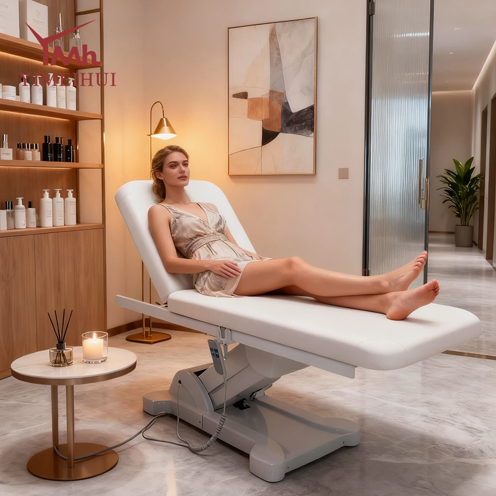 サロン家具 高さ調節可能 フェイシャルトリートメント ビューティーベッド 電動スパベッド コスメティックチェア