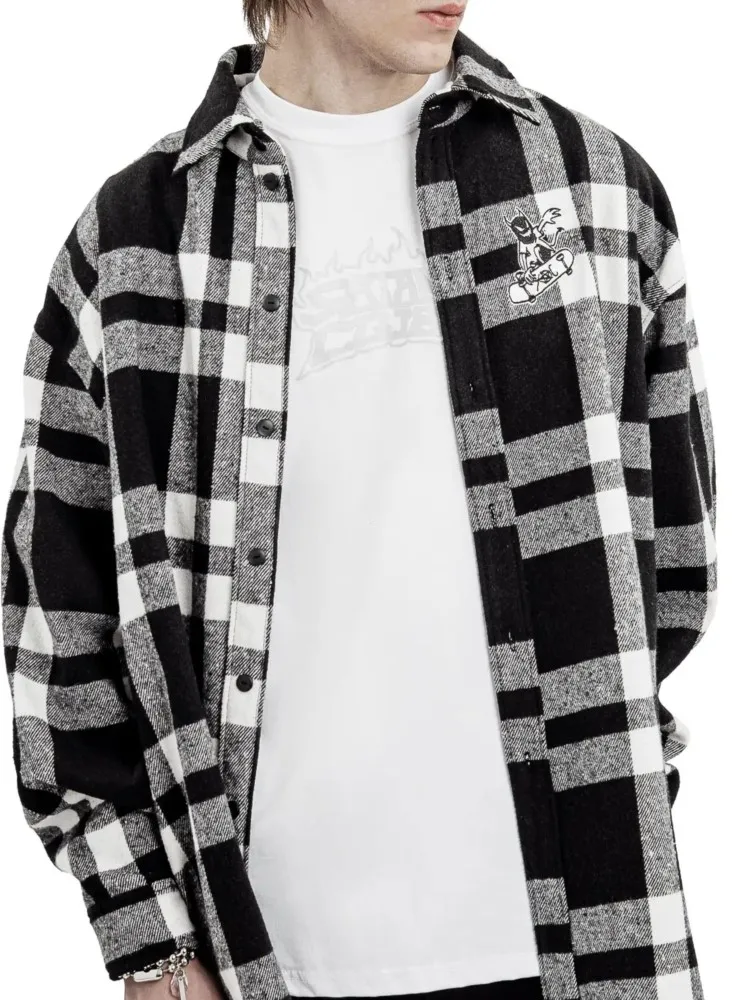 

Korean Autumn Oversized Men's Shirt Streetwear Hip Hop Harajuku Y2k SATAN KLAB Graphic Long Sleeve Aesthetics Punk Unisex Tops