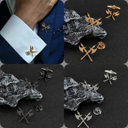 Classic Weapons Cufflinks Brooch Men's Shirt Business Button Pin Brooches Retro Stainless Steel Jewelry Set Wedding Gift for Men