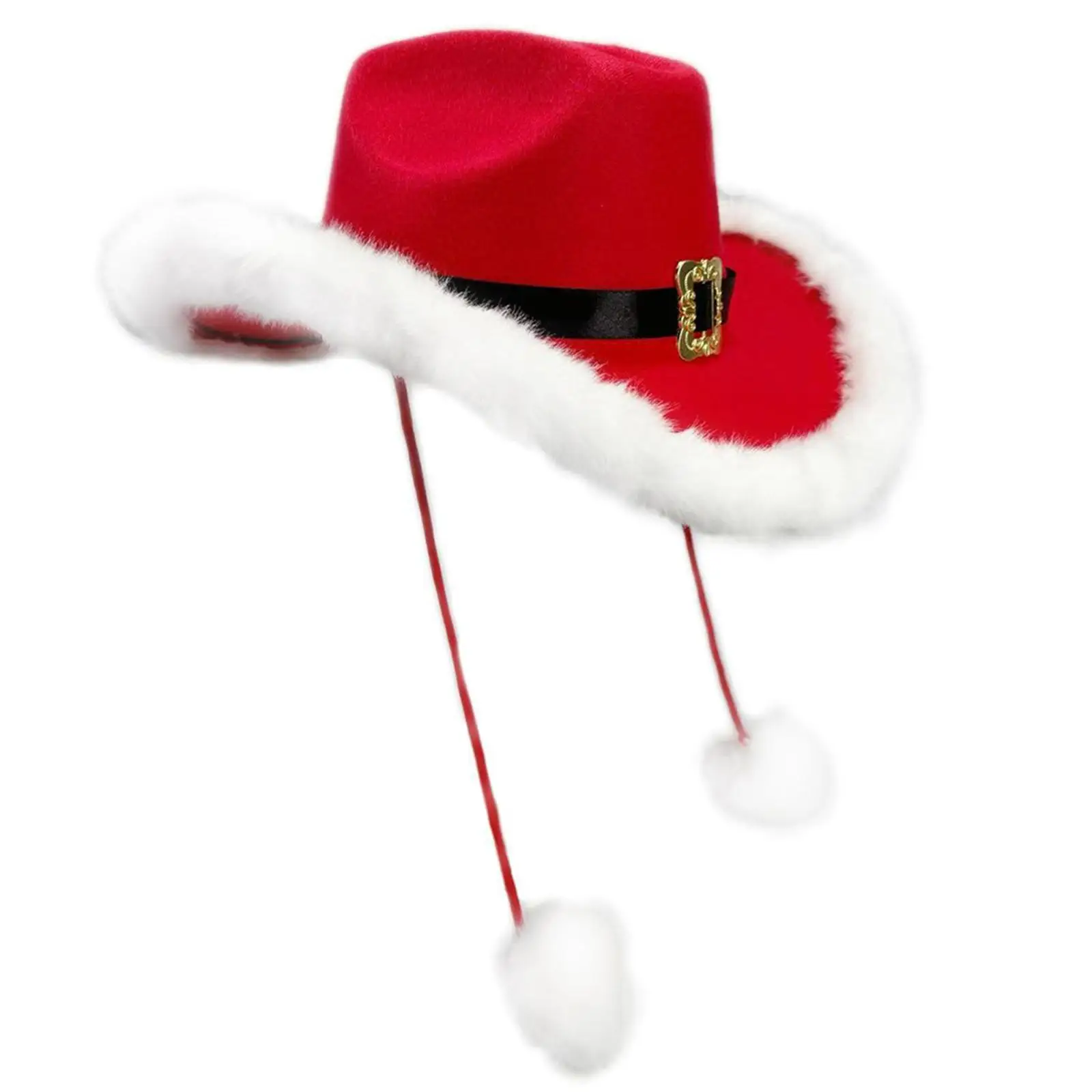 

Christmas Cowboy Hat with Pompom Cowgirl Hat for Adults for Dress up Party Supplies