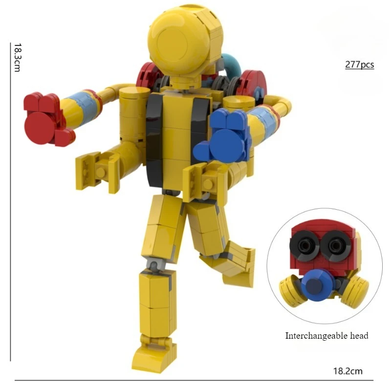 MOC player gas mask creative building blocks horror puzzle adventure game character assembly model brick toy gift for time fans view 3