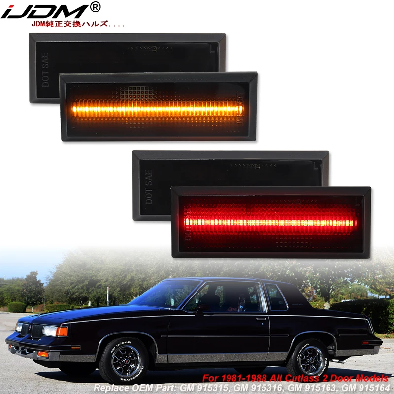

iJDM для Oldsmobile Cutlass 442 1981-1988 годов, передний и задний светодиодный боковой габаритный фонарь, лампа на крыло в сборе, сигнал парковки/вождения/поворот