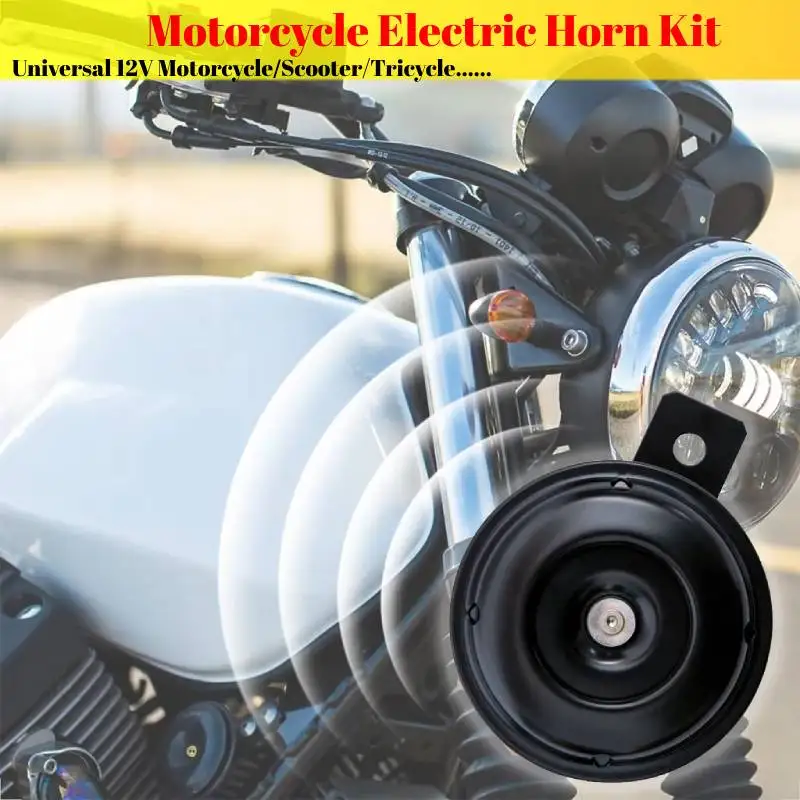 Motorrad Hupe Universelle Wasserdichte Runde Laute Hupe Lautsprecher Elektrische Hupe Kit 12V 1,5 A 105db Signal Für Motorrad Zubehör