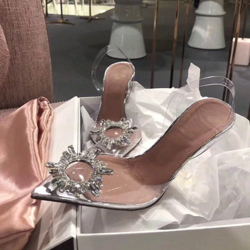 

Luxury Women's Sandals Exquisite Rhinestones High Heeled Sandals for Woman Elegant Wedding Shoes Designer Shoes Sandalias Mujer