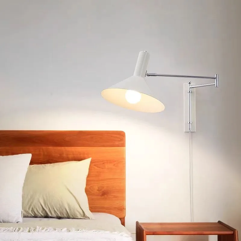 Mid-Century Wall Sconces Lamp Rocker Arm Angle Adjustable Resturant Sofaside Living Room Study Room Folding Vintage Lighting