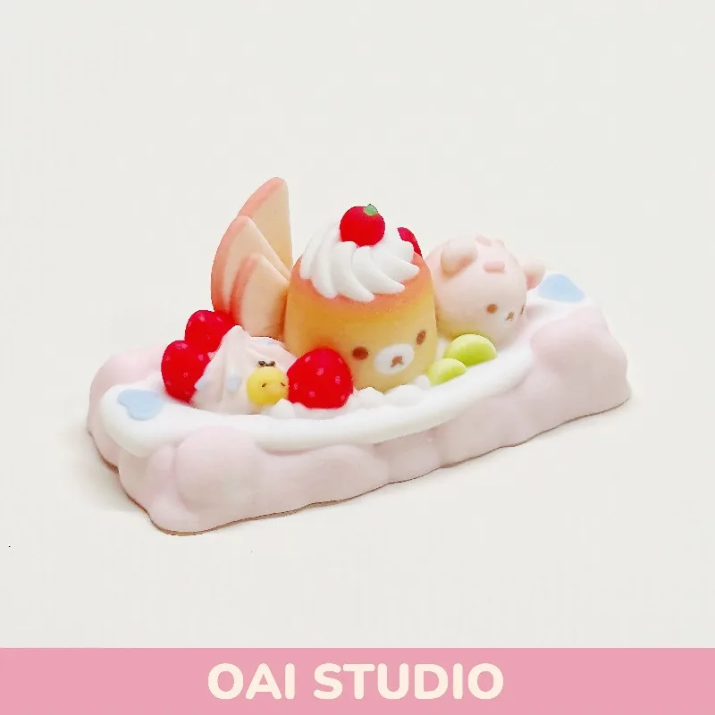 Pudding Boat Keycap Customization Resin Cherry Profile Cute Creativity Pink 2.25U 3D Keycaps for Mechanical Keyboard Accessories