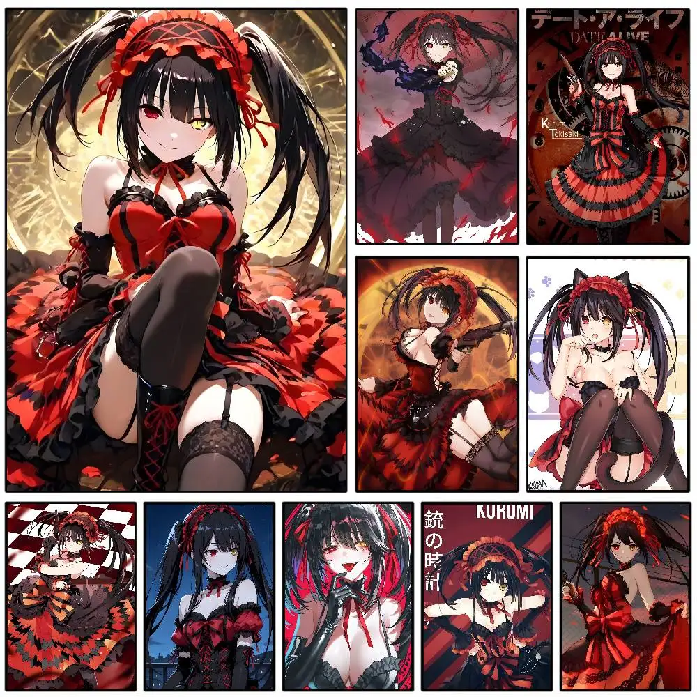 Póster Artístico Tokisaki Kurumi de Anime Date A Live, pegatina impermeable, decoración de pared de habitación, cafetería, Bar, 1 ud.