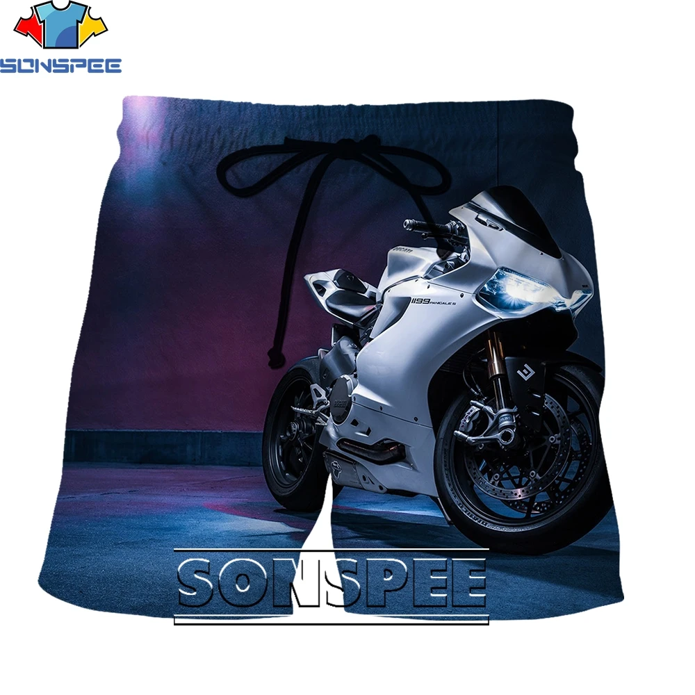 SONSPEE 3D Printing Motorcycle Summer Men\'s/women\'s Sports Shorts Casual Beach Pants Popular Punk Fashion Trend Personality