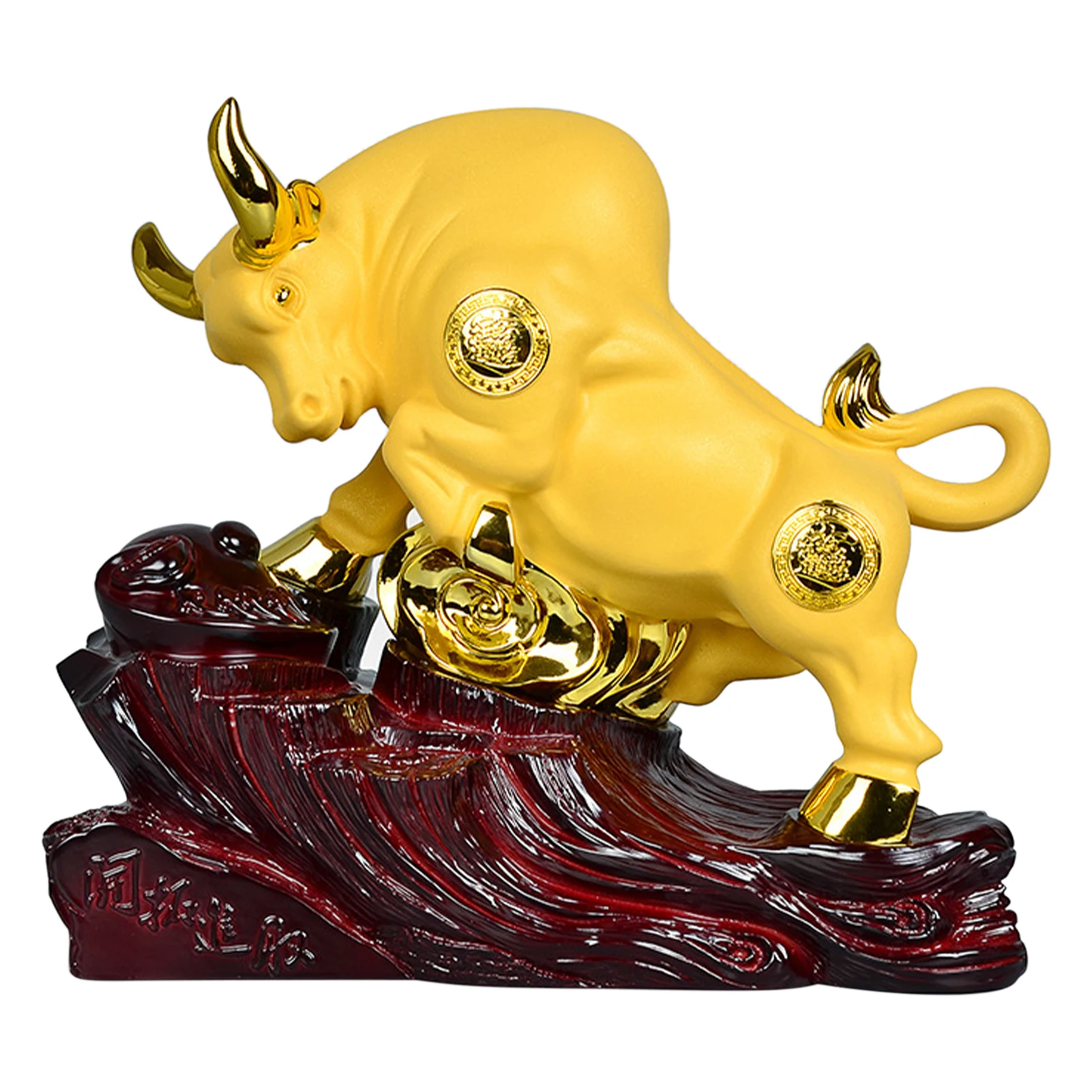 Easy Clean Gift Display 2021 Feng Shui Office Golden Resin OX Year Chinese Zodiac Collectible Figurine Celebrate Luck Wealth