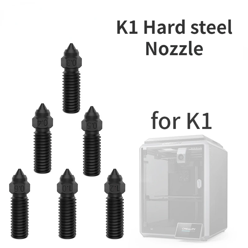 

3D Printer Accessory K1 high-temperature resistant black hardened steel high flow extruder nozzle high strength wear resistance