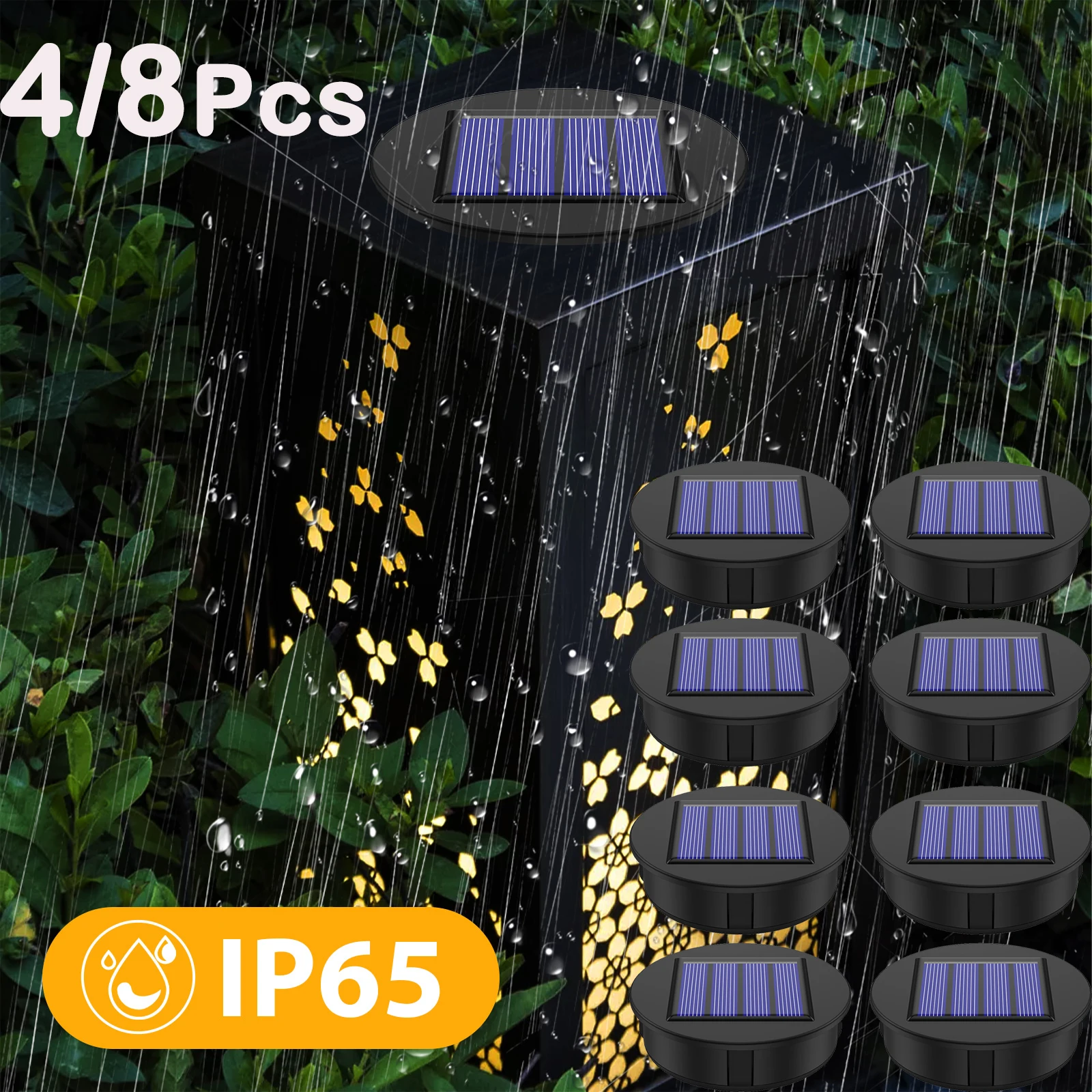 4/8Pc LED Solar Lights Replacement Tops 8CM LED Solar Panel Lantern Lid Lights Bulb Replacement Part for DIY Lantern Accessories