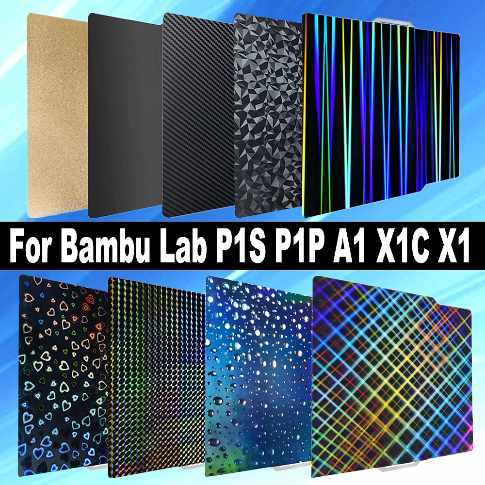 

For Bambu Lab A1 Build Plate P1P P1S X1c PEI Sheet PET PEO PEY H1H Double Sided Spring Steel Sheet Plate for Bambulab X1 Carbon