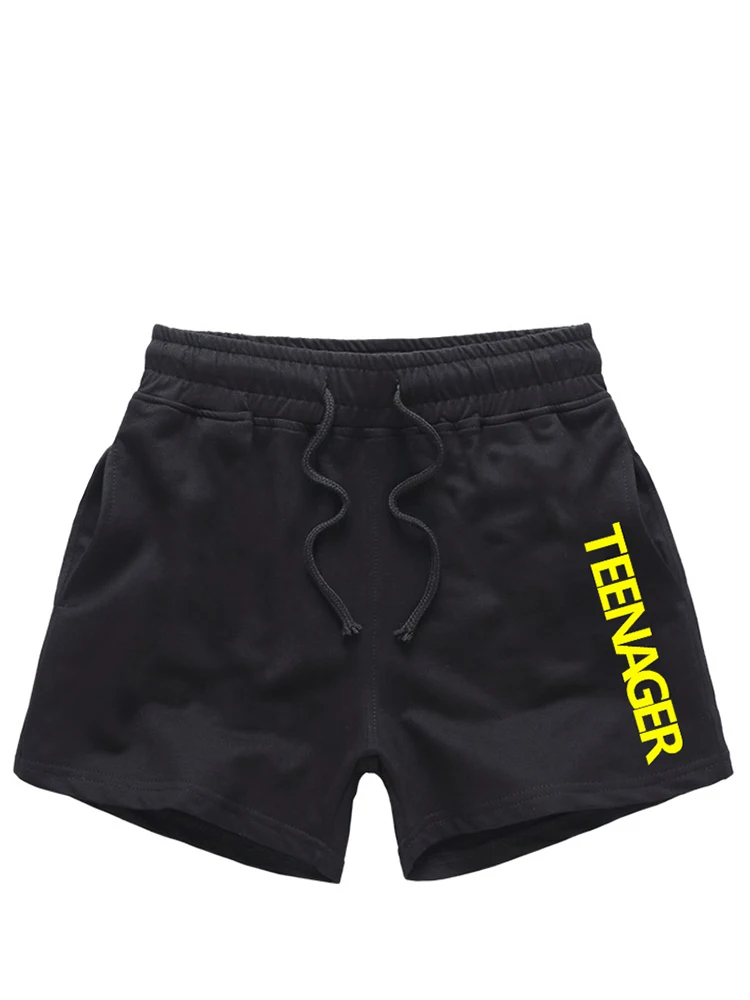 

Мужские шорты из чистого хлопка длиной 3/4, летние повседневные спортивные шорты для бега и фитнеса, с эластичной резинкой на талии, молодежные, базовые цвета