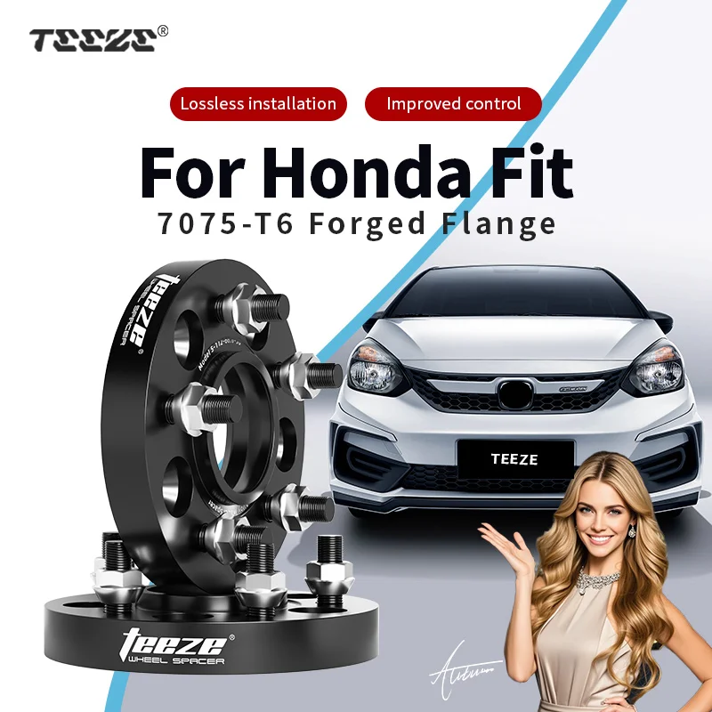 Teeze 2/4pcs 4x100 CB 56.1mm M12x1.5 Hub Centric Black Forged wheel spacer For Honda Fit Flange Plate15/20/25/30/35mm