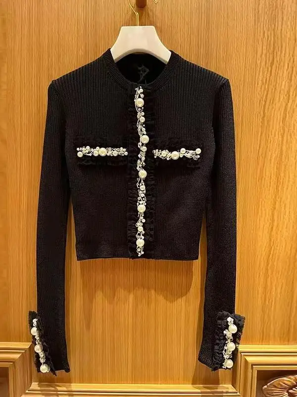 Ele Diamond Embedded Gestrickte Basis IRT Taille Strickjacke Neue Herbst Faion Lady Sle Altersreduzierung Koreanische Version Slim Fit