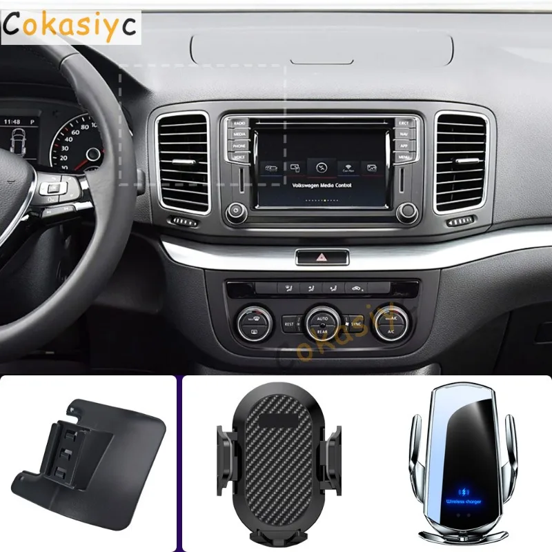 Suporte de telefone para carro, para volkswagen vw sharan 2012 2013 2014 2015-2019, suporte para celular, carregamento sem fio, base fixa especial
