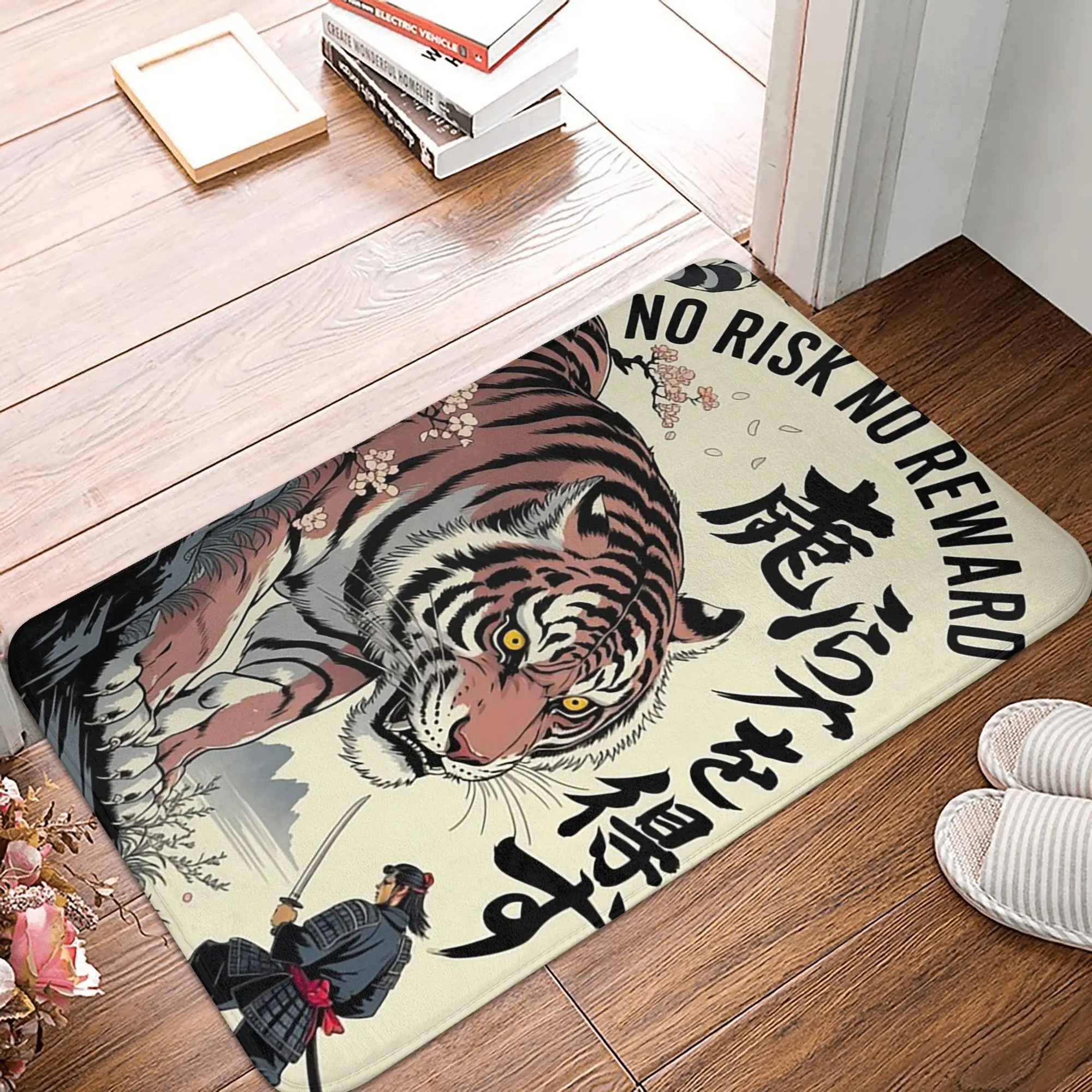 No risk no reward  Samurai Anti-slip Doormat Floor Mat Carpet Rug for Kitchen Entrance Home Living room Footpad Mats