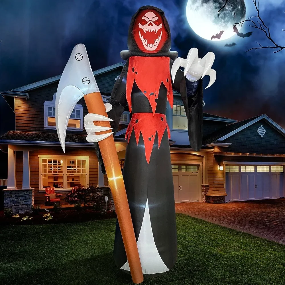 

12 ft Tall Halloween Inflatable Outdoor Decoration, Blow Up Halloween Yard Decorations, Grim Reaper Halloween Decoratio