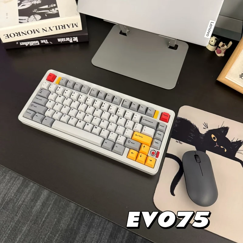 Teclado Mecânico Evo75 Personalizado em Alumínio Anodizado RGB Bluetooth Três Modos Hot Plug Ergonômico para Jogos de Esportes Eletrônicos