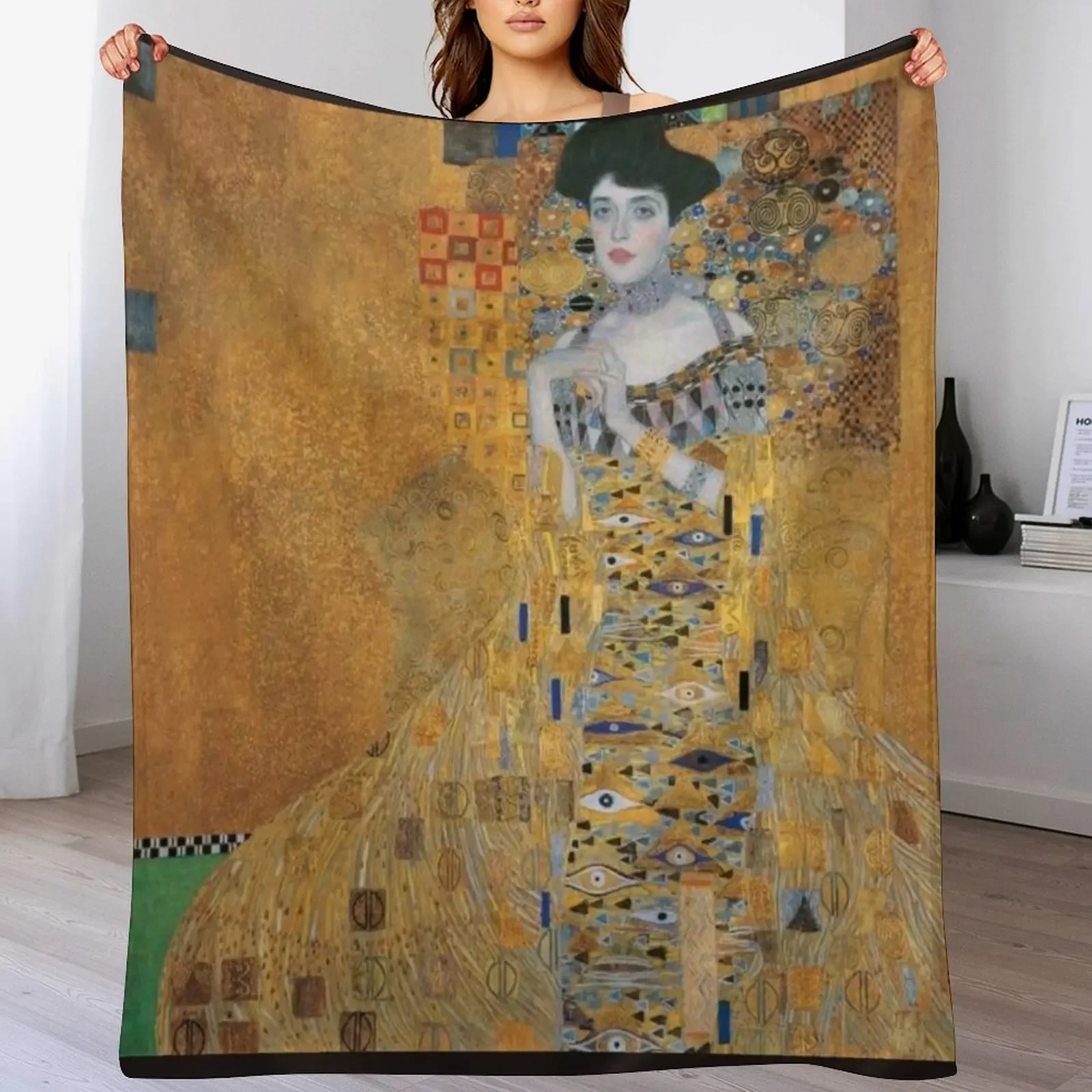 

Gustav Klimt's Lady in Gold Throw Blanket Picnic Moving Beach Luxury Thicken Blankets