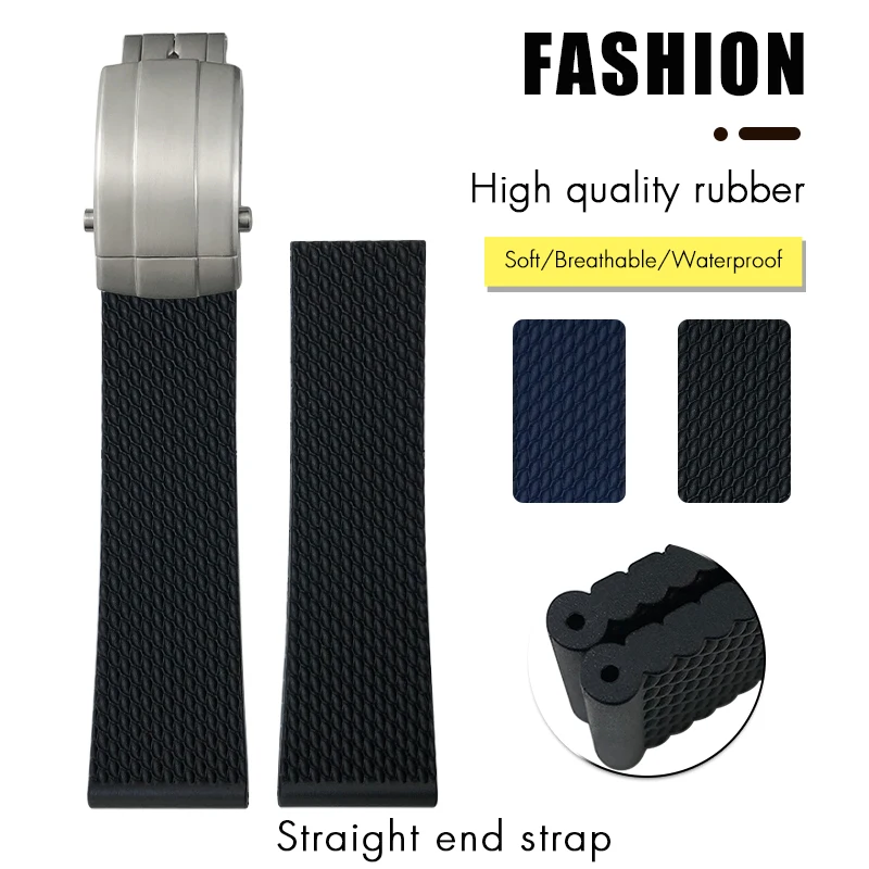 20mm 21mm 22mm 23mm 24mm Braided Silicone Rubber Watchband for Breitling Superocean Navitimer Avenger for Longines  Watch Strap